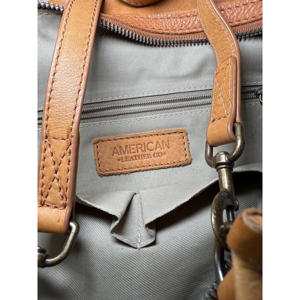 American Leather Co lenox tan‎ triple entry shoulder satchel bag quiet luxury - Picture 4 of 8